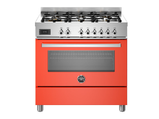 Picture of Bertazzoni Professional 90cm Range Cooker Single Oven Dual Fuel Gloss Orange