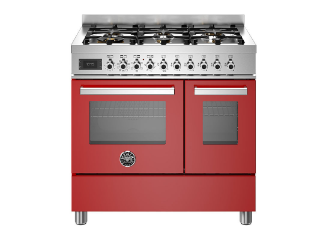 Picture of Bertazzoni Professional 90cm Range Cooker Twin Oven Dual Fuel Gloss Red