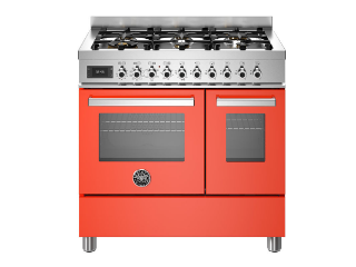 Picture of Bertazzoni Professional 90cm Range Cooker Twin Oven Dual Fuel Gloss Orange