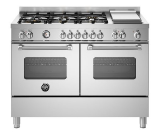 Picture of Bertazzoni Master 120cm Range Cooker Twin Oven Dual Fuel with Griddle Stainless Steel